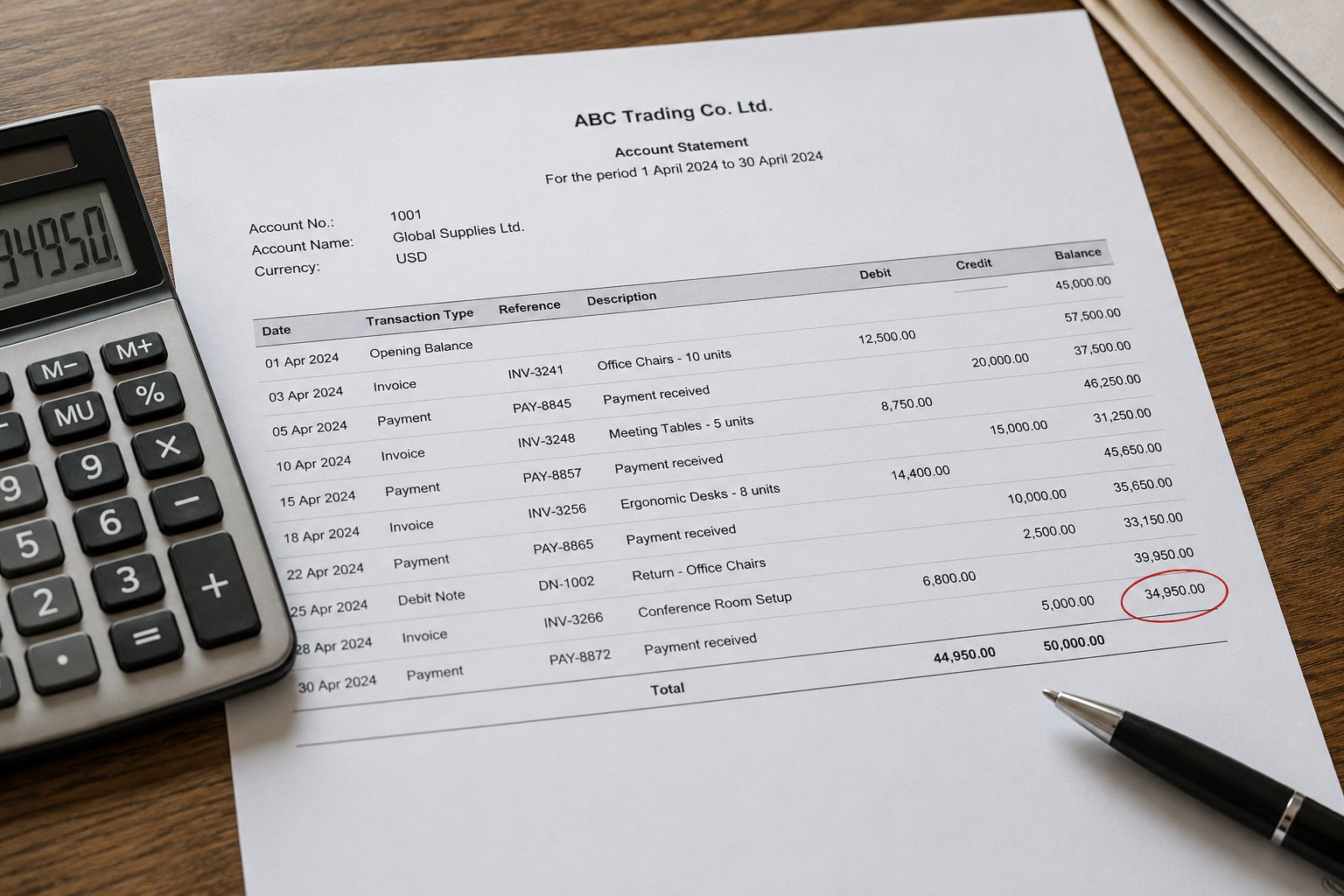 A Director reviewing a Director's loan account statement