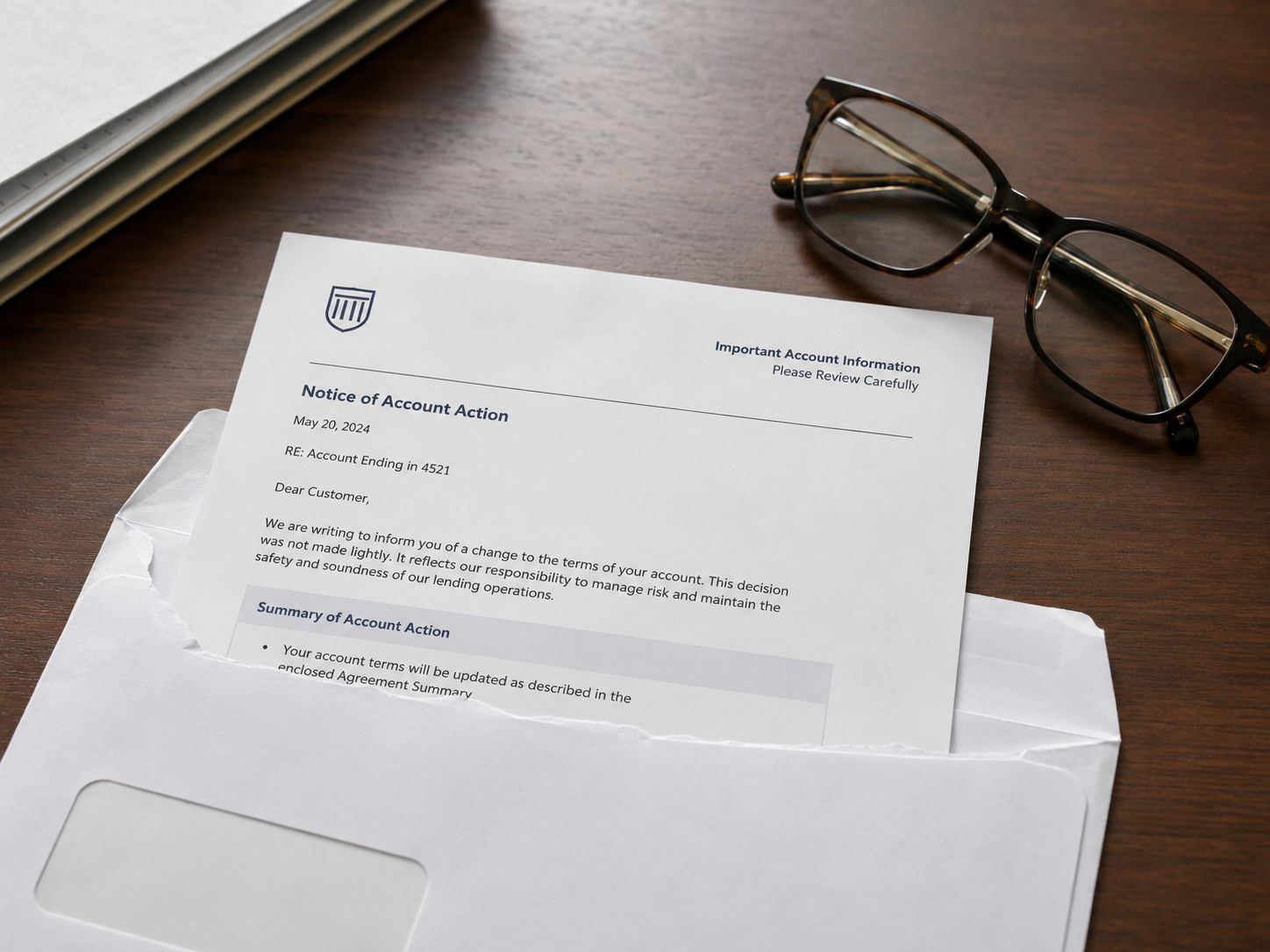 A Director reading a formal demand letter from a lender